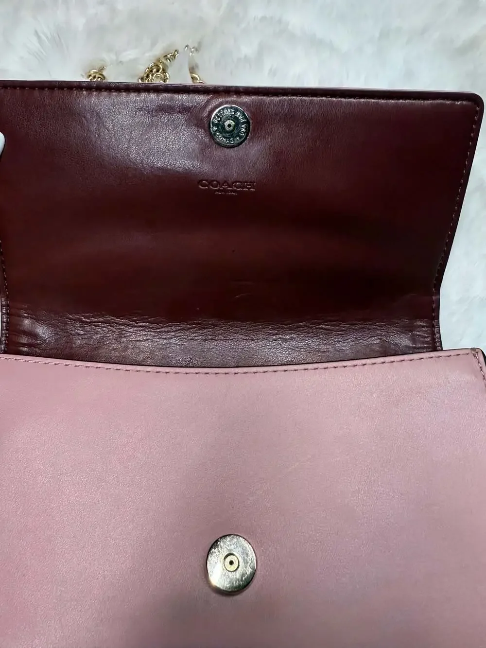 COACH Foldover Belt Bag With Linear Quilting C4462 True Pink Leather Crossbody